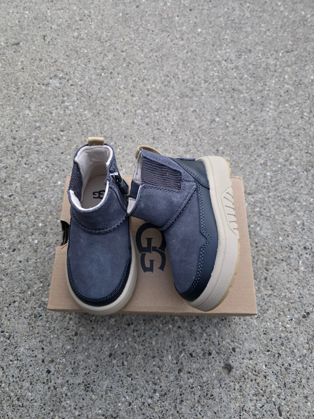 UGG Kids Grey Suede Ankle Boots - Casual Slip-On Toddler Boys 6K